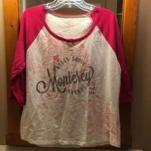 🌺 Sonoma Pink & White Graphic Baseball Tee